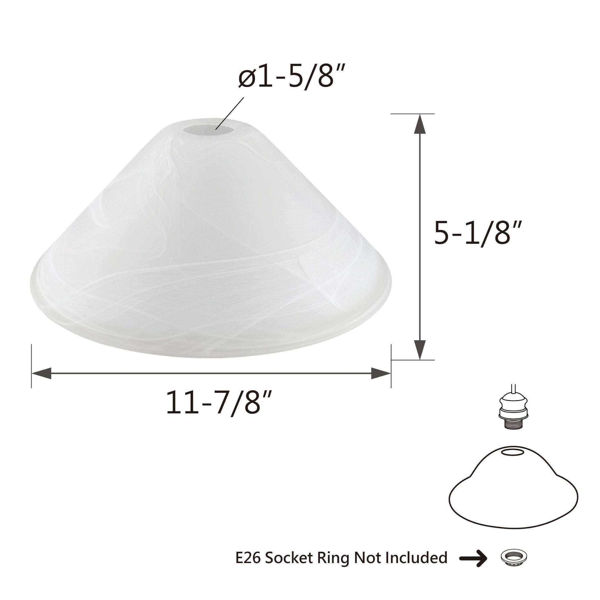 25302-64-1, Alabaster Glass Shade for Medium Base Socket Torchiere
