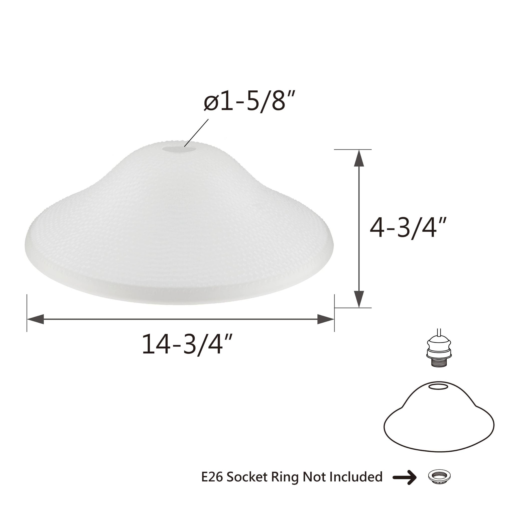 25303-76-1, Frosted Glass Shade for Medium Base Socket Torchiere