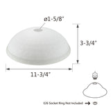 # 25304-76-1, Frosted Glass Shade w/Diamond Pattern for Medium Base Socket Torchiere Lamp, Swag Lamp and Pendant, 11-3/4" Diameter x 3-3/4" Height