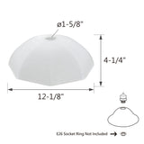 # 25306-64-1, Frosted Octagon Glass Shade for Medium Base Socket Torchiere Lamp, Swag Lamp, Pendant, Island Fixture, 1-5/8" Fitter, 12-1/8" Diameter x 4-1/4" Height
