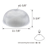 # 25308-60-1, Clear Glass Shade for Medium Base Socket Torchiere Lamp, Swag Lamp, Pendant, Island Fixture, 11-7/8" Diameter x 5-3/4" Height