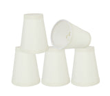 # 32666-X Small Hardback Empire Shape Chandelier Clip-On Lamp Shade Set of 2, 5, 6, and 9, Transitional Design in White, 4" bottom width (2 1/2" x 4" x 5" )