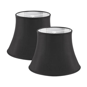 # 38017-2,Handsewn Bell Traditional Collapsible Spider Shade/Black Faux Silk Fabric,9"Top x 15"Bottom x 11"Slant,Set of 2