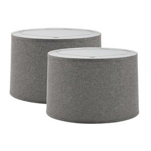 # 38901-2,Hardback Empire Transitional Collapsible Spider Lamp Shade/Dark Grey Linen Fabric,17"Top x 18"Bottom x 11-1/2"Slant,Set of 2