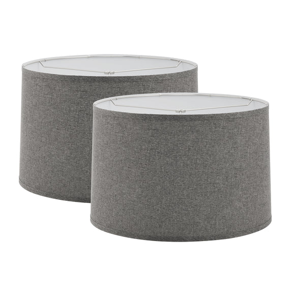 # 38901-2,Hardback Empire Transitional Collapsible Spider Lamp Shade/Dark Grey Linen Fabric,17
