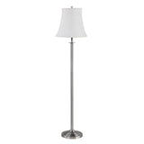 # 45005 One Light Metal Floor Lamp, Transitional Design in Matte Brushed Nickel with Beige Hardback Shade, 60" High