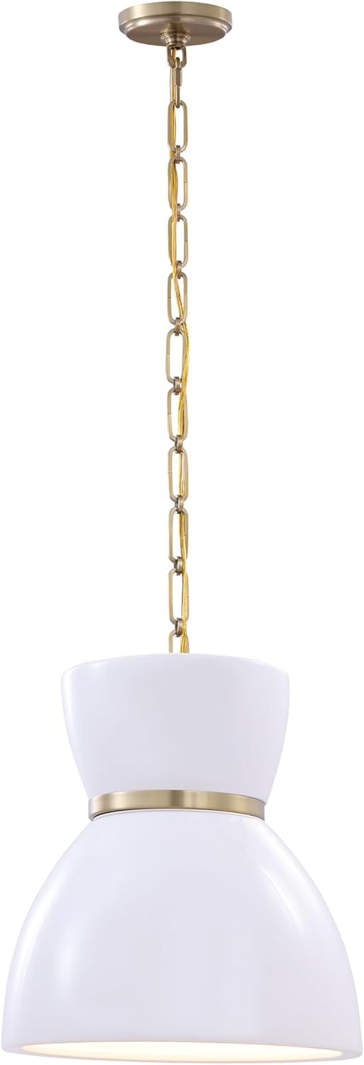 #  61176-11, 1 Light Translucent Ceramic Indoor Pendant with Brass Electric, Ceiling Pendant Light Made of Stoneware Ceramic, 13