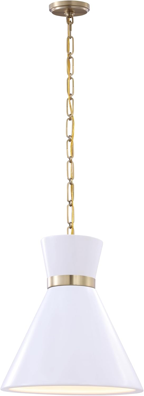 #  61170-11, 1 Light Translucent Ceramic Indoor Pendant with Brass Electric, Ceiling Pendant Light Made of Stoneware Ceramic, 13-3/4