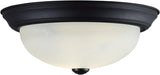 # 63022-3, 2-Light Flush Mount / Matte Black w/ Alabaster Glass. 11-1/4"Dia. E26 Socket/9 Watts LED Blub.Bulb Not Included.