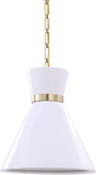 #  61170-11, 1 Light Translucent Ceramic Indoor Pendant with Brass Electric, Ceiling Pendant Light Made of Stoneware Ceramic, 13-3/4"W x 15"H