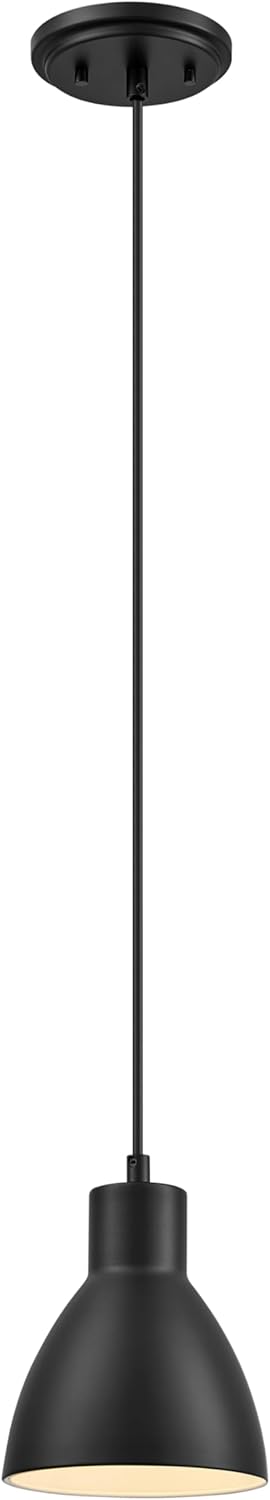 #  61177-45-1 Adjustable Indoor Pendant 1 Light, Matte Black & Matte White Two Tone Finish, 6