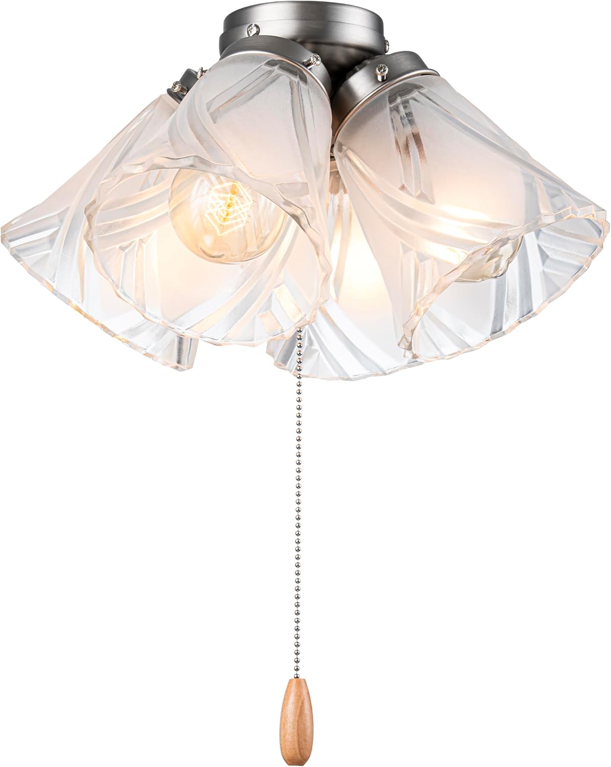 22016-3, Four-Light Ceiling Fan Light Kit with Pull Chain, Brushed