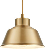 #  61181-55-1 Adjustable 1 Light Indoor Pendant, Antique Brass & Matte White 2 Tone Finish, 8-1/2"W x 6-1/4"H