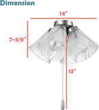 #  22018-3, Four-Light Ceiling Fan Light Kit with Pull Chain, Matte White Finish with Frosted and Clear Glass Shades, 14" Diameter x 7-3/8" Height