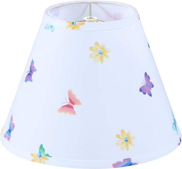 # 32138 Empire Shape Spider Construction Lamp Shade in White with Butterfly and Floral Design, (6
