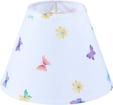 # 32138 Empire Shape Spider Construction Lamp Shade in White with Butterfly and Floral Design, (6" x 9" x 12")