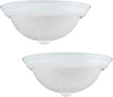 # 63013-42,2-Light Flush Mount In Matte White Finish w/ White Alabaster Glass,11"Diameter E26 Socket,Set of 2.