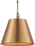 #  61183-13-1 Adjustable Indoor Pendant 1 Light, Metal Warm Brass Finish, 12"W x 8-1/2"H