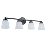 # 62015-2 Four-Light Metal Bathroom Vanity Wall Light Fixture, 15 1/2" W, Transitional Design, Bronze with Frosted Seeded Glass