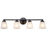 # 62015-2 Four-Light Metal Bathroom Vanity Wall Light Fixture, 15 1/2" W, Transitional Design, Bronze with Frosted Seeded Glass