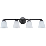 # 62015-2 Four-Light Metal Bathroom Vanity Wall Light Fixture, 15 1/2" W, Transitional Design, Bronze with Frosted Seeded Glass