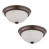 # 63022-22, 2-Light Flush Mount / Oil Rubbed Bronze w/ Alabaster Glass. 11-1/4"Dia. E26 Socket/9 Watts LED Blub.Bulb Not Included.Set of 2.