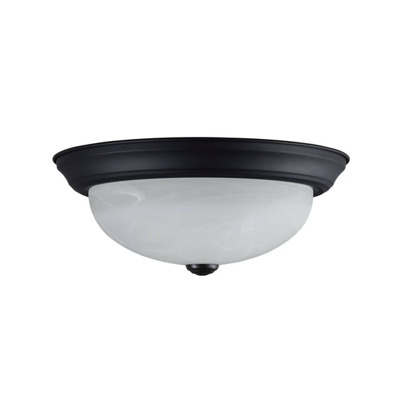 # 63022-3, 2-Light Flush Mount / Matte Black w/ Alabaster Glass. 11-1/4