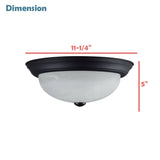 # 63022-3, 2-Light Flush Mount / Matte Black w/ Alabaster Glass. 11-1/4"Dia. E26 Socket/9 Watts LED Blub.Bulb Not Included.