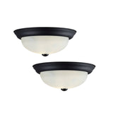 # 63022-32, 2-Light Flush Mount / Matte Black w/ Alabaster Glass. 11-1/4"Dia. E26 Socket/9 Watts LED Blub.Bulb Not Included. Set of 2.