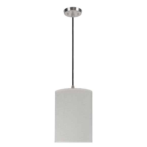 # 71005 One-Light Hanging Pendant Ceiling Light with Transitional Hardback Drum Fabric Lamp Shade, Off White, 8