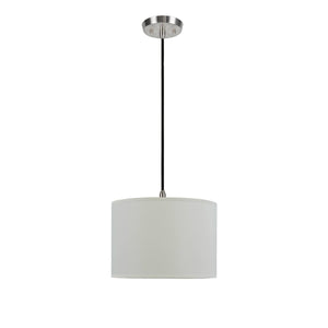 # 71012  One-Light Hanging Pendant Ceiling Light with Transitional Hardback Fabric Lamp Shade, Off White Rayon, 14" W