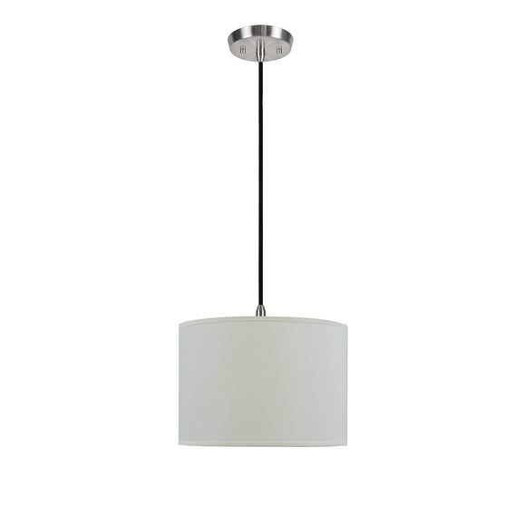 # 71012  One-Light Hanging Pendant Ceiling Light with Transitional Hardback Fabric Lamp Shade, Off White Rayon, 14