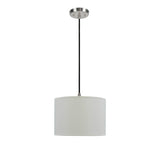 # 71012  One-Light Hanging Pendant Ceiling Light with Transitional Hardback Fabric Lamp Shade, Off White Rayon, 14" W