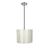 # 71022 One-Light Hanging Pendant Ceiling Light with Transitional Hardback Drum Fabric Lamp Shade, Off White, 14" W