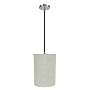 # 71026 One-Light Hanging Pendant Ceiling Light with TransitionalHardback Drum Fabric Lamp Shade, Butter Crème, 8" W
