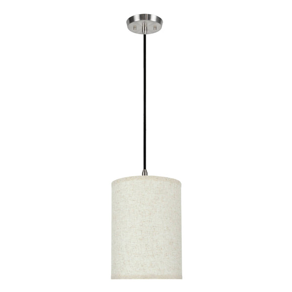 # 71030 One-Light Hanging Pendant Ceiling Light with Transitional Hardback Drum Fabric Lamp Shade, Flaxen, Linen 8