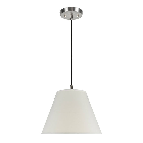# 72007 One-Light Hanging Pendant Ceiling Light with Transitional Hardback Fabric Lamp Shade, Off White Cotton, 12