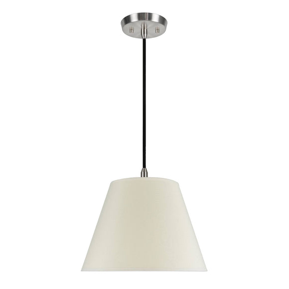 # 72009 One-Light Hanging Pendant Ceiling Light with Transitional Hardback Fabric Lamp Shade, Ivory Tetoron Cotton, 13