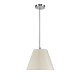 # 72010 One-Light Hanging Pendant Ceiling Light with Transitional Hardback Fabric Lamp Shade, Ivory Textured Sateen, 14" W
