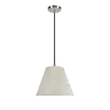 # 72011 One-Light Hanging Pendant Ceiling Light with Transitional Hardback Fabric Lamp Shade, Taupe with Design, 14" W