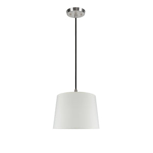 # 72012 One-Light Hanging Pendant Ceiling Light with Transitional Hardback Fabric Lamp Shade, Ivory Tetoron Cotton, 14" W