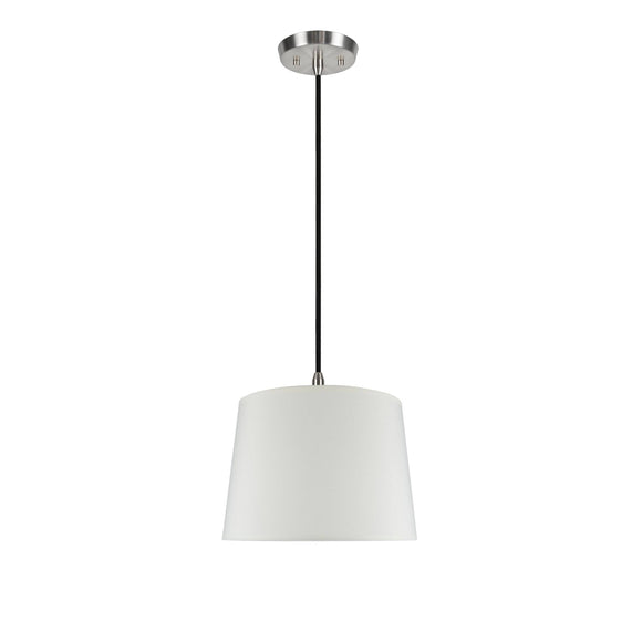 # 72012 One-Light Hanging Pendant Ceiling Light with Transitional Hardback Fabric Lamp Shade, Ivory Tetoron Cotton, 14