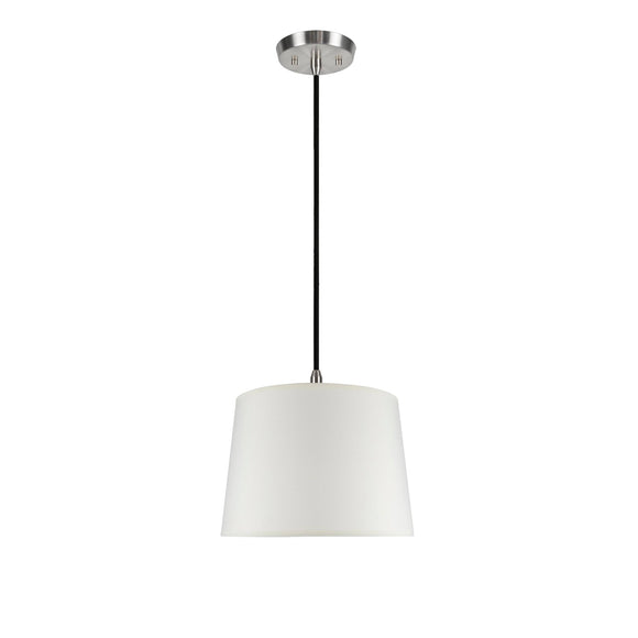 # 72014  One-Light Hanging Pendant Ceiling Light with Transitional Hardback Fabric Lamp Shade, in Crème Cotton, 14