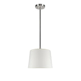 # 72014  One-Light Hanging Pendant Ceiling Light with Transitional Hardback Fabric Lamp Shade, in Crème Cotton, 14" W