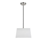 # 72028 One-Light Hanging Pendant Ceiling Light with Transitional Rectangular Hardback Fabric Lamp Shade, White Cotton, 8" W