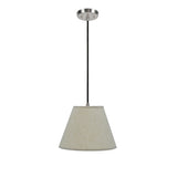 # 72033 One-Light Hanging Pendant Ceiling Light with Transitional Hardback Fabric Lamp Shade, in a Flaxen Linen, 12" W