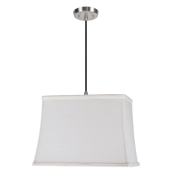 # 72036  One-Light Hanging Pendant Ceiling Light with Transitional Rectangular Hardback Fabric Lamp Shade, Off White Linen, 6