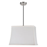 # 72036  One-Light Hanging Pendant Ceiling Light with Transitional Rectangular Hardback Fabric Lamp Shade, Off White Linen, 6" W