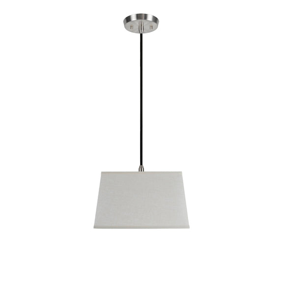 # 72037 One-Light Hanging Pendant Ceiling Light with Transitional Rectangular Hardback Fabric Lamp Shade, Off White Linen, 8