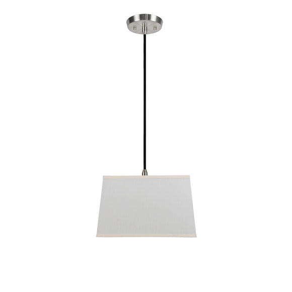 # 72049  One-Light Hanging Pendant Ceiling Light with Transitional Rectangular Hardback Fabric Lamp Shade, Off White Fabric, 8
